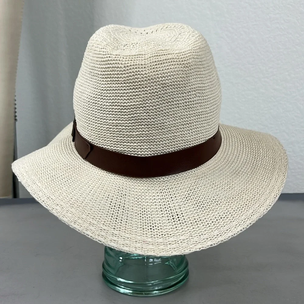 Goorin Bros Cream Woven Hat Leather Band - Picture 4 of 9